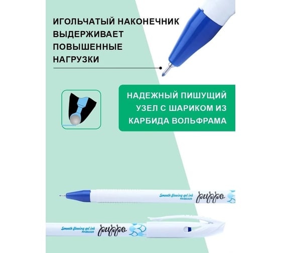 Гелевая ручка Flexoffice puppo синяя, 2 шт FO-GEL020/41-2B