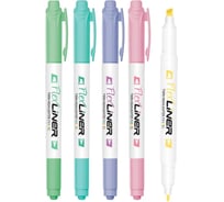 Набор двусторонних текстовыделителей Flexoffice 1/4 мм, 5 пастельных цветов FO-HL016