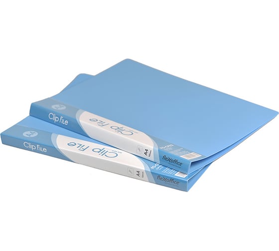 Папка с зажимом и карманом Flexoffice а4, голубая FO-CF02 LIGHT BLUE