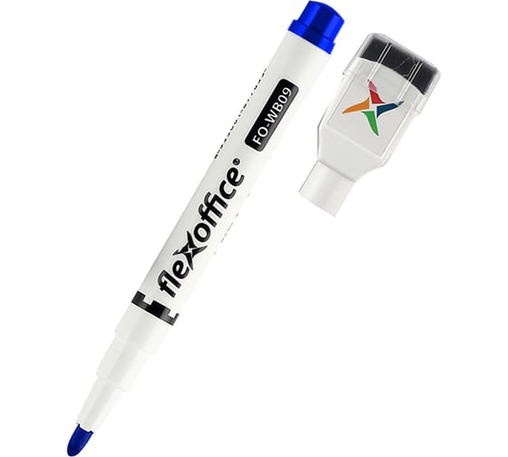 Маркер для досок с губкой Flexoffice 1-2.5мм, синий FO-WB09/41B