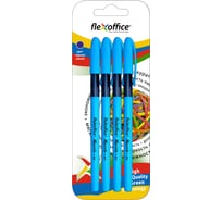 Шариковая ручка Flexoffice с масляными чернилами, maxxie neon, синяя, 4 шт. FO-GELB035NBB BLUE/4B