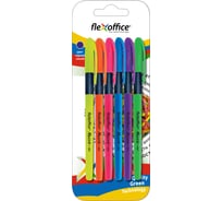 Шариковая ручка Flexoffice с масляными чернилами, maxxie neon, синяя, 6 шт. FO-GELB035N MIX BLUE/6B