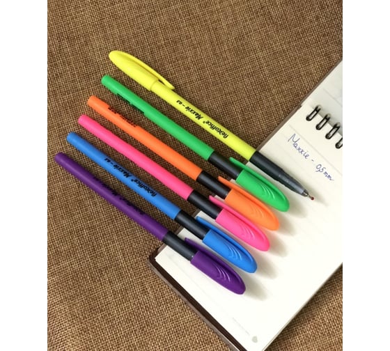 Шариковая ручка Flexoffice с масляными чернилами, maxxie neon, синяя, 6 шт. FO-GELB035N MIX BLUE/6B