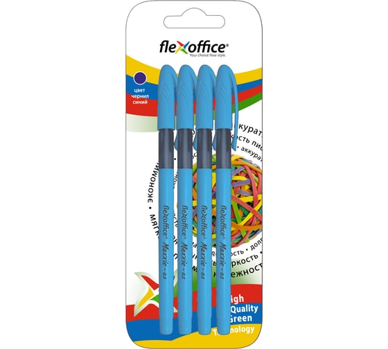 Шариковая ручка Flexoffice с масляными чернилами, maxxie, синяя, 4 шт. FO-GELB035BB BLUE/4B 1