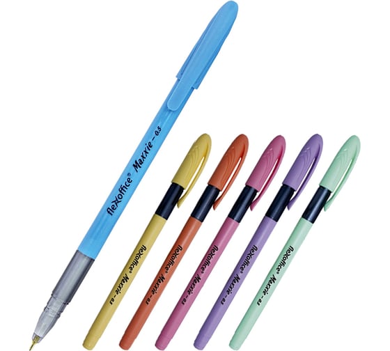 Шариковая ручка Flexoffice с масляными чернилами, maxxie, синяя, 6 шт. FO-GELB035 MIX BLUE/6B