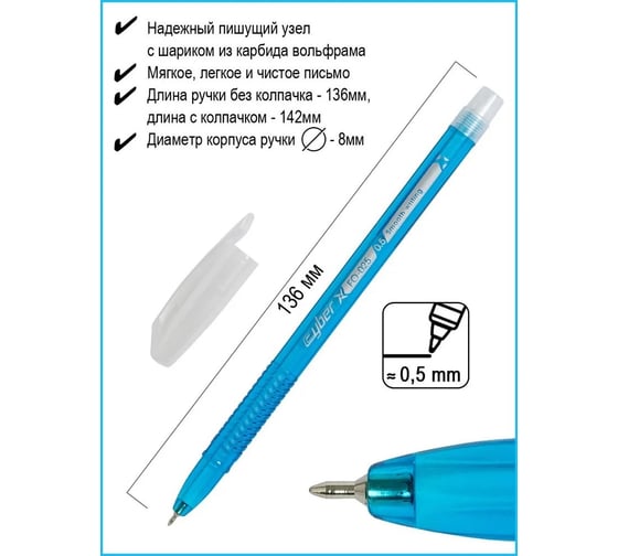 Шариковая ручка Flexoffice cyber синяя, 2 шт. FO-025/41-2B