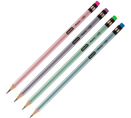 Чернографитный карандаш Attache Pearly HB, ласт, трехгранный, дерево, 48 шт. упоковке, в ассортименте 1706394