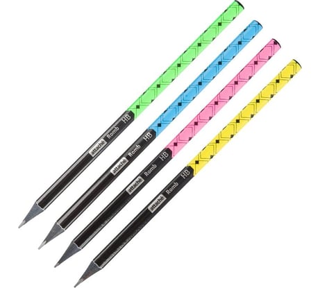 Чернографитный карандаш Attache Romb HB, б/ластика, трехгранный, черное дерево, 48 шт. уп в ассортименте 1706375