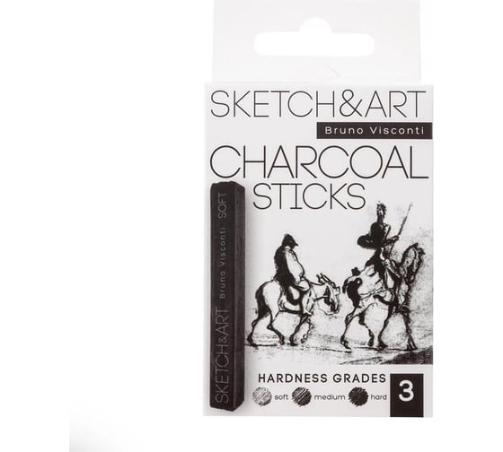 Прессованный уголь Bruno Visconti sketch art черный, мягкий, средний, твердый, 3 шт. 25-001 1797135