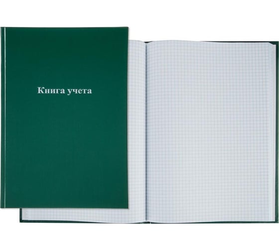 Книга учета Attache А4, 96 л, в клетку, блок офсет, бумвинил, зеленый 1743629 1
