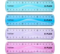 Пластиковая линейка Hatber гибкая 15см X-Flex цветная Ассорти в пакете, 48 шт. 067310