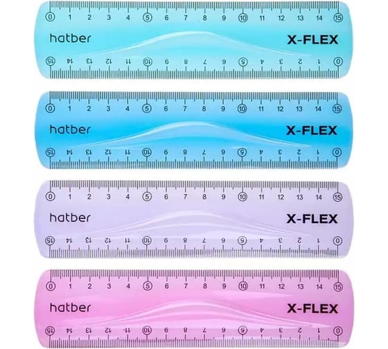 Пластиковая линейка Hatber гибкая 15см X-Flex цветная Ассорти в пакете, 48 шт. 067310