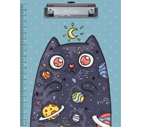 Папка-планшет Hatber А5ф с металлическим зажимом, матовая ламинация Космический котик, 24 шт. 075746