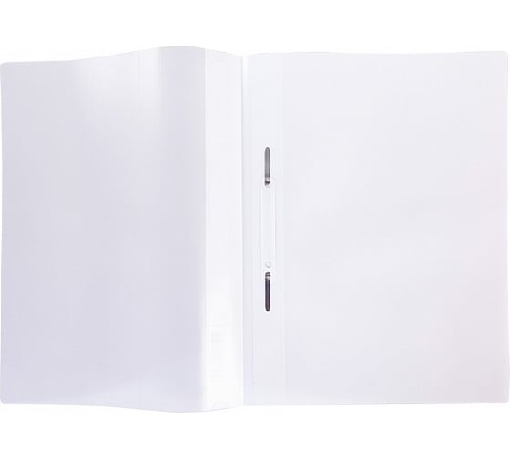 Папка-скоросшиватель Hatber А4 120/160мкм Белая Пластиковая прозрачный верх, 10шт. 010948