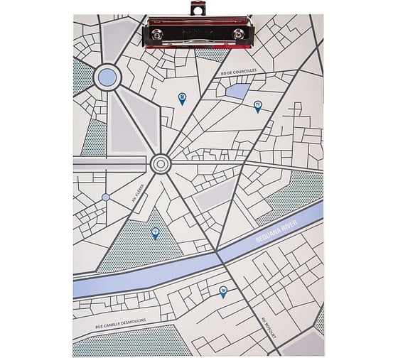 Папка-планшет Hatber А4 с металлическим зажимом, матовая ламинация Maps, 22шт. 075733