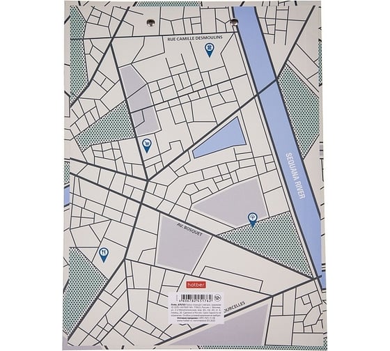 Папка-планшет Hatber А4 с металлическим зажимом, матовая ламинация Maps, 22шт. 075733