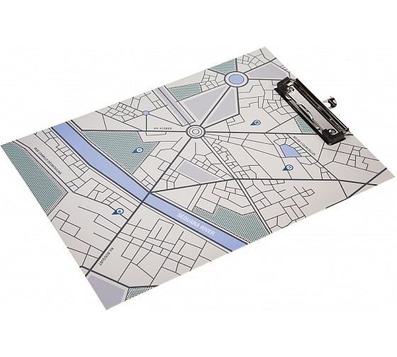 Папка-планшет Hatber А4 с металлическим зажимом, матовая ламинация Maps, 22шт. 075733