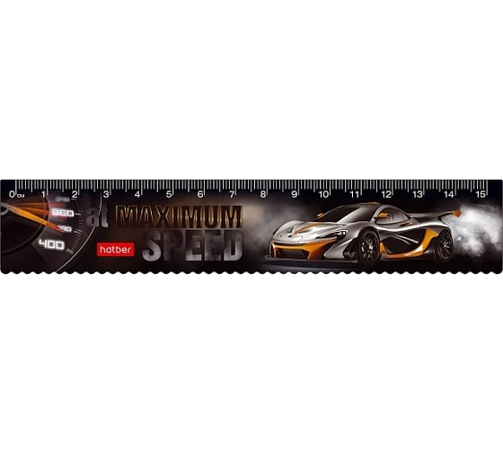 Пластиковая линейка Hatber 15x3см Super car, 100 шт. 057546 1
