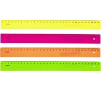 Пластиковая линейка Hatber 30см цветная флюоресцентная ассорти, 50 шт. 033786