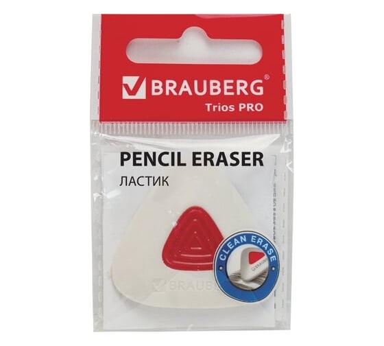 Ластик BRAUBERG Trios PRO комплект 36 шт., ластик 36x36x9 мм, пластиковый держатель 880450