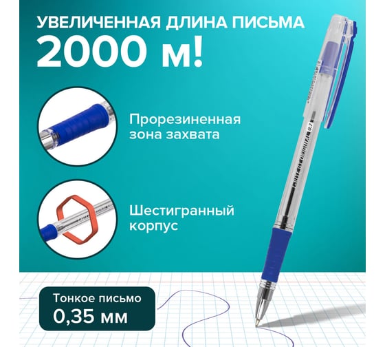 Шариковая ручка BRAUBERG i-Rite GT синяя, комплект 12 штук, линия письма 0.35 мм 880178