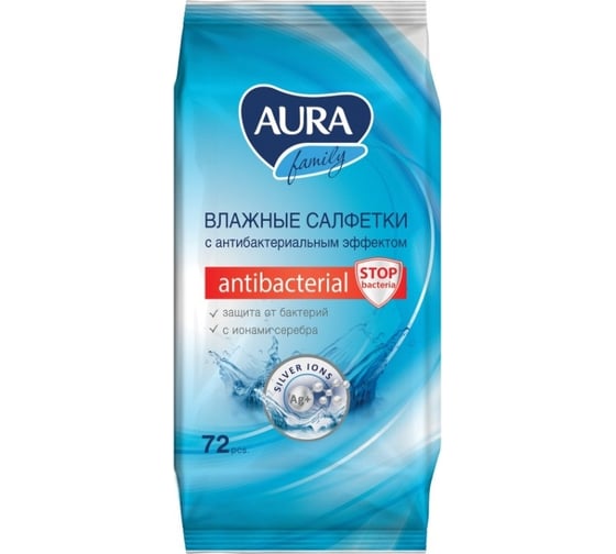 Антибактериальные влажные салфетки для всей семьи AURA Family 72 шт. 26065 127493