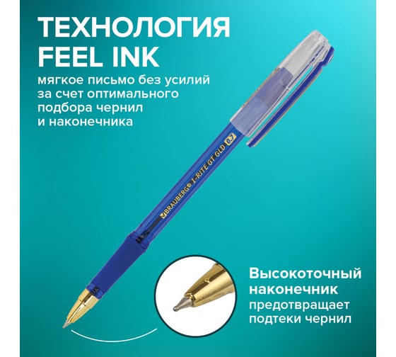 Шариковая ручка BRAUBERG i-Rite GT GLD синяя, комплект 12 штук, 0.35 мм 880015