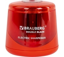 Электрическая точилка BRAUBERG DOUBLE BLADE RED двойное лезвие, питание от 2 батареек АА 271338