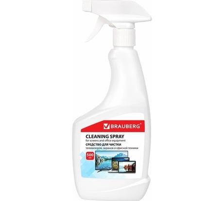 Чистящая жидкость-спрей для телевизоров, мониторов, техники, оптики и стекол BRAUBERG 500 мл 880726