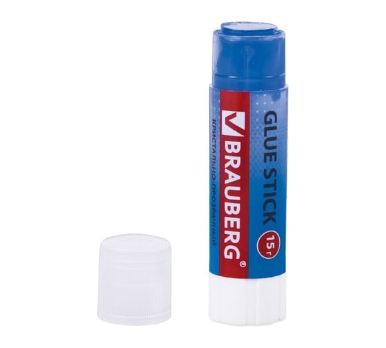 Клей-карандаш BRAUBERG COLOR Crystal 15 г, комплект 4 штуки, прозрачный 880113