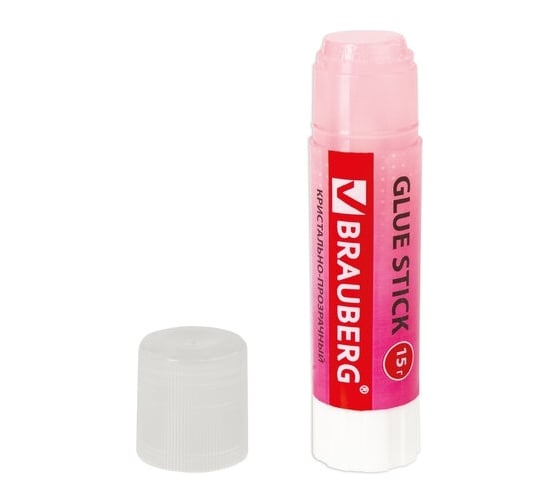 Клей-карандаш BRAUBERG COLOR Crystal 15 г, комплект 4 штуки, прозрачный 880113