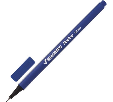 Капиллярная ручка-линер BRAUBERG Aero синяя, комплект 12 штук, трехгранная 880465