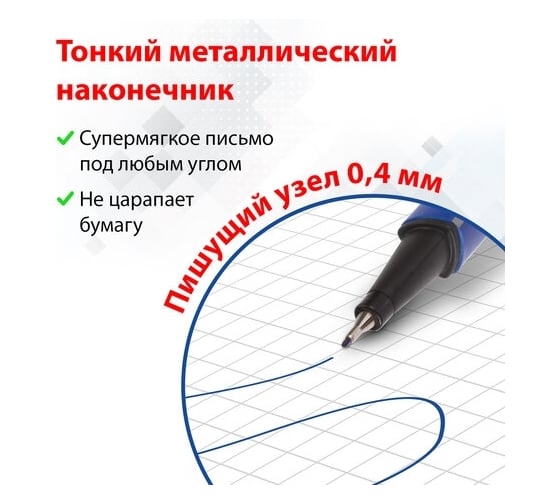 Капиллярная ручка-линер BRAUBERG Aero синяя, комплект 12 штук, трехгранная 880465