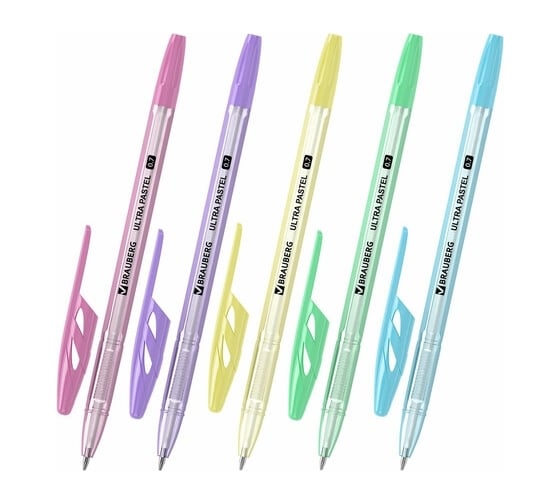 Шариковая ручка BRAUBERG ULTRA PASTEL синяя, комплект 50 штук, узел 0.7 мм, чернила Германия 880401