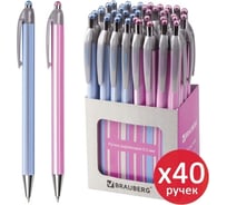 Автоматическая шариковая ручка BRAUBERG Sakura синяя, комплект 40 штук, ассорти, 0.3 мм 880190