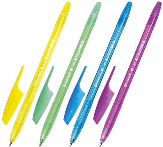 Шариковая ручка BRAUBERG X-333 NEON синяя, комплект 50 штук, корпус ассорти, 0.35 мм 880409