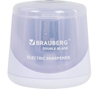 Электрическая точилка BRAUBERG DOUBLE BLADE WHITE двойное лезвие, питание от 2 батареек 271337