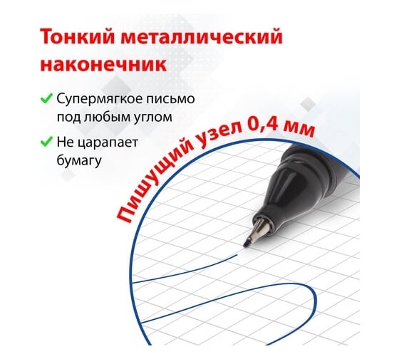 Капиллярная ручка-линер BRAUBERG Carbon синяя, комплект 12 шт., трехгранная, 0.4 мм 880738