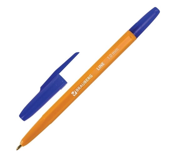 Шариковая ручка BRAUBERG ORANGE Line синяя, комплект 50 штук, линия письма 0.5 мм 880004 1