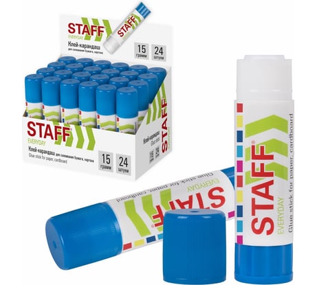 Клей-карандаш Staff 15 г, комплект 24 штуки 880116