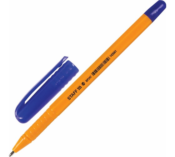 Шариковая ручка Staff EVERYDAY BP-247 Orange синяя, комплект 50 штук, линия письма 0.5 мм 880158