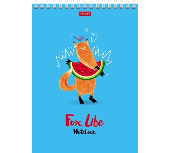 Блокнот Hatber Funny fox 96 л, А5, клетка, тонированный блок, голубой, 48 шт в упаковке 071682 1