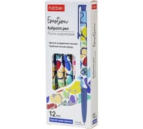 Шариковая ручка Hatber автоматическая Emotion/Эмоция Синяя 0.7мм чернила на масляной основе Ассорти 12шт. в картонной коробке, 12шт. 078621