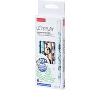 Гелевая ручка Hatber Let's play/Давай поиграем синяя 0,6мм НАБОР Стираемая 6ШТ в картонной коробке 081819