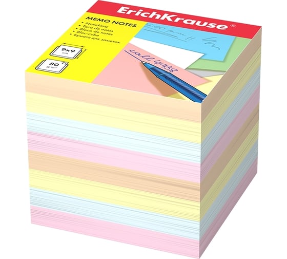 Бумага для заметок ErichKrause 90x90x90 мм, 4 цвета 5140