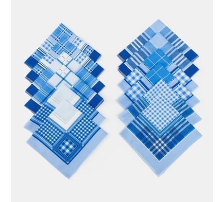 Мужские носовые платки Этель 30x30 см, набор 12 шт, цвет голубой, рисунок микс 100% хлопок 4564363