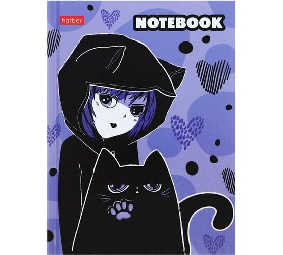 Записная книжка Hatber 80л А6 клетка твердый переплет Я и мой кот, 36шт. 082464