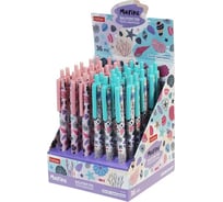 Шариковая ручка Hatber автоматическая Marine/Маринэ Синяя 0.7мм чернила на масляной основе Ассорти 36шт в картонной Дисплей-витрине, 36шт. 078448