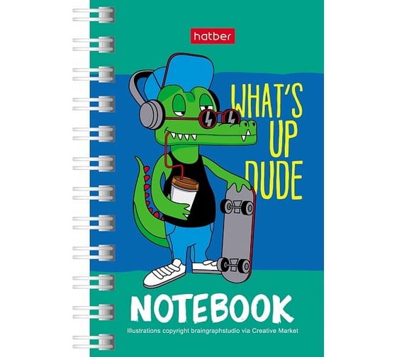 Записная книжка Hatber 40л А7ф 67x102мм клетка серия Croco Boys, 144шт. 076720