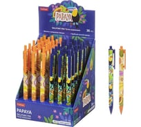 Шариковая ручка Hatber автоматическая Papaya/Папайя Синяя 0.7мм чернила на масляной основе Ассорти 36шт в картонной Дисплей-витрине, 36шт. 078450